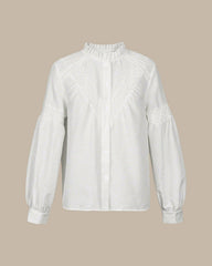White Button Ruffled Shirt