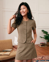 Brown Plaid Puffed Sleeve Blouse