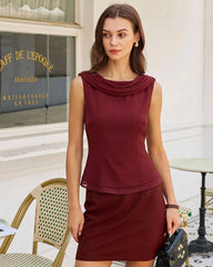 Wine Red Boat Neck Tank Top