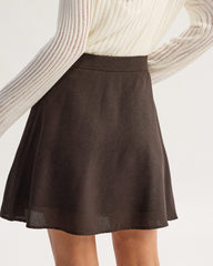 Brown Pocket High Waisted Skirt