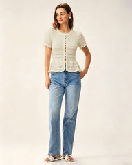 Apricot Textured Single Breasted Cardigan