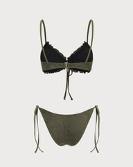 Green Jacquard Bikini Set