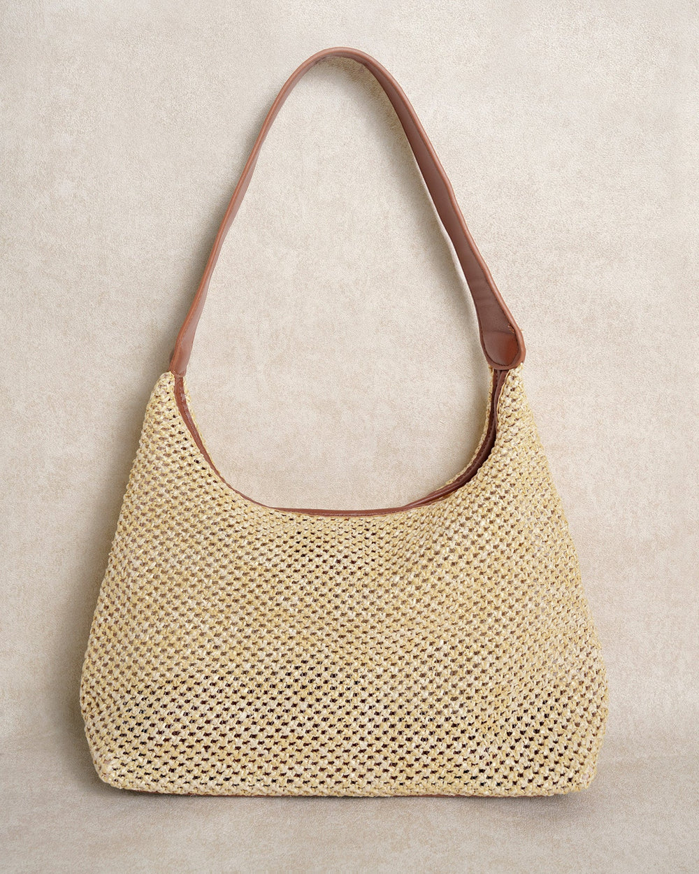 Khaki Straw Weaving Handbag