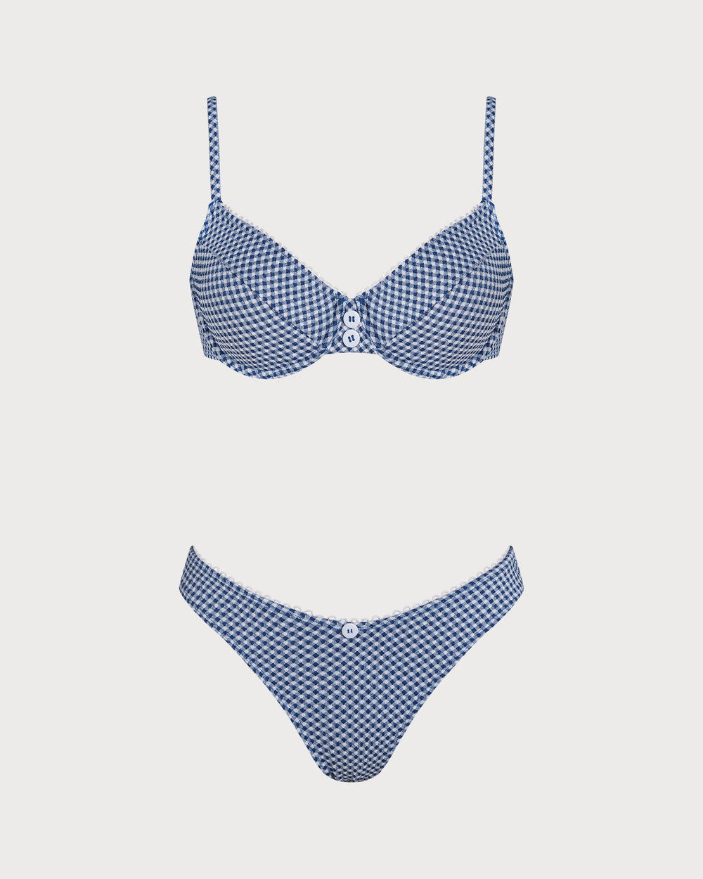 Blue Plaid Underwire Bikini Set
