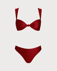 Red Triangle Low Waisted Bikini Set