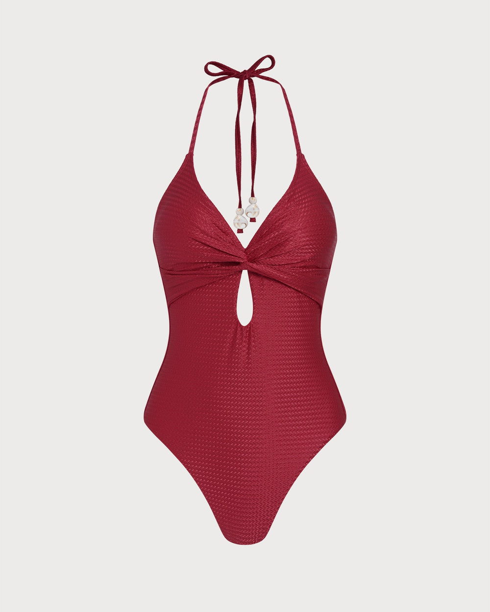 Red Halter Bralette One Piece Swimwear