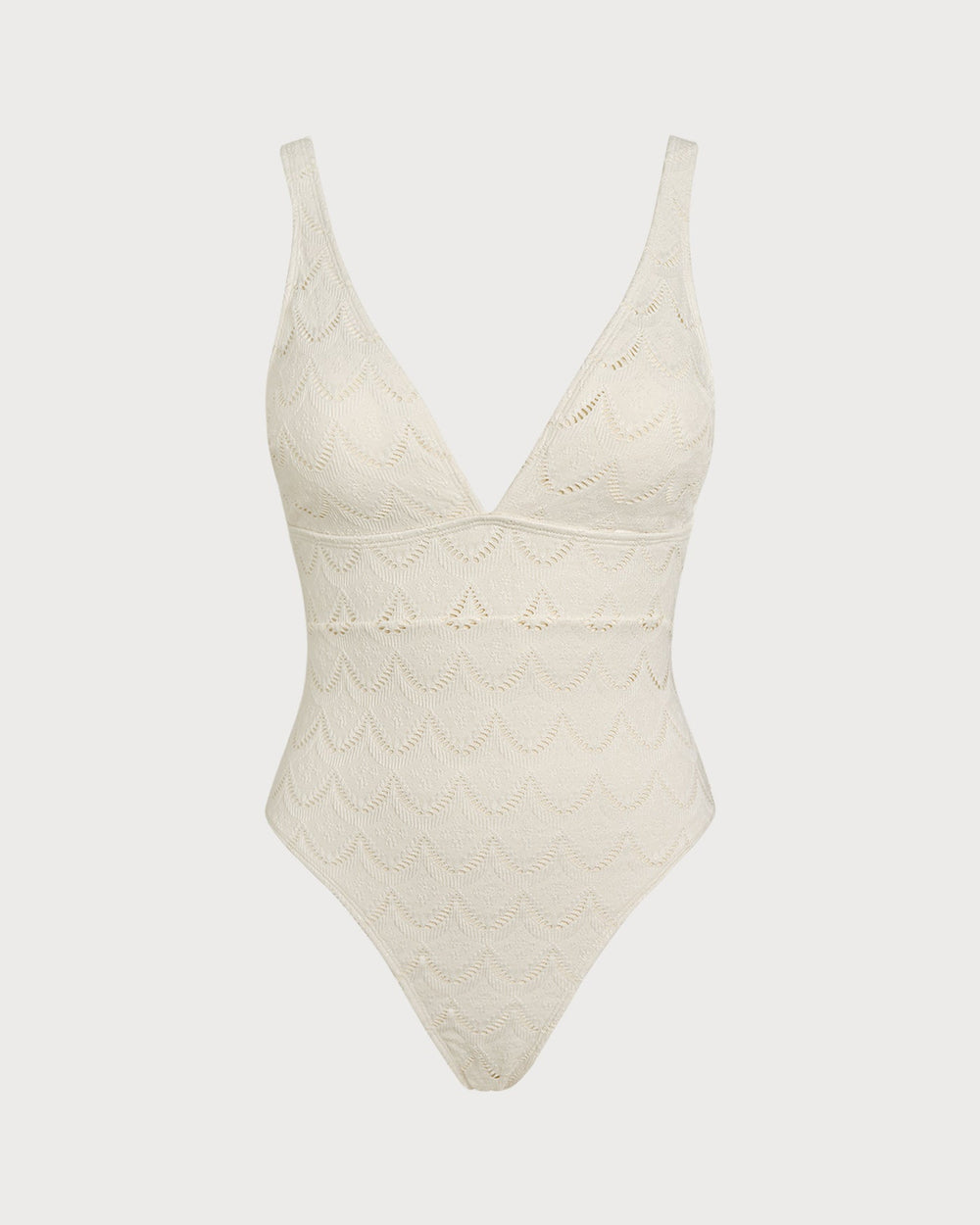 White Bralette Textured One Piece Swimwear