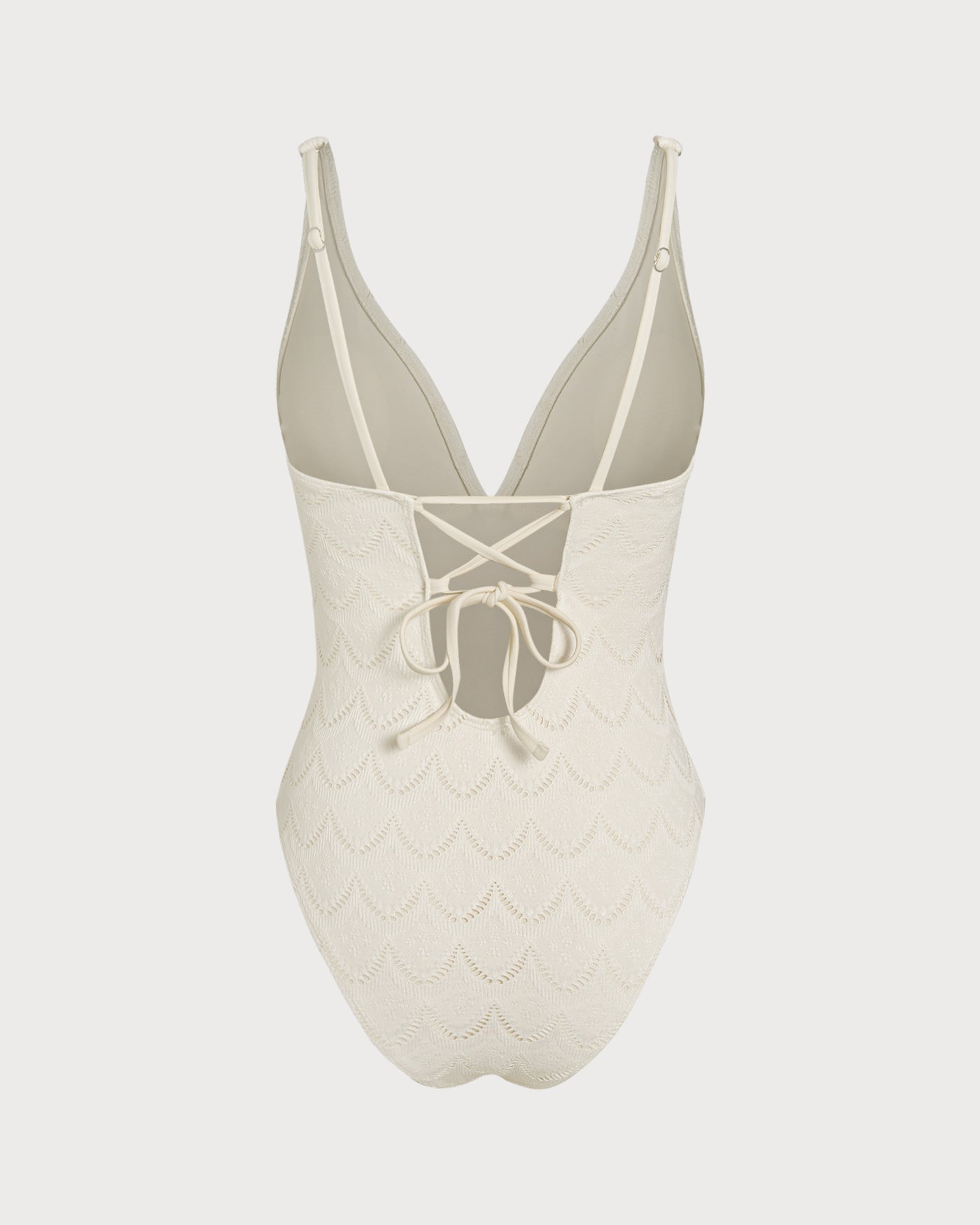 White Bralette Textured One Piece Swimwear