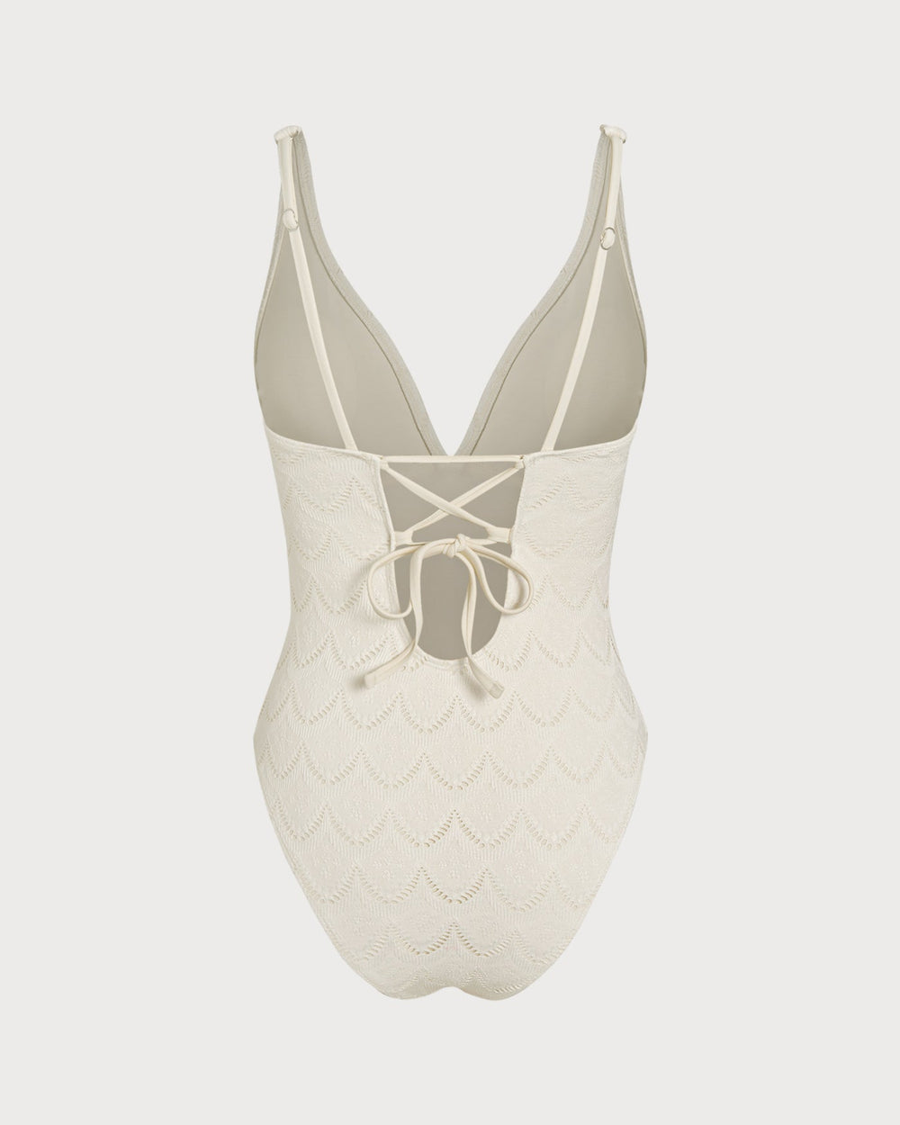 White Bralette Textured One Piece Swimwear