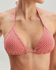 Red Plaid Triangle Bikini Set
