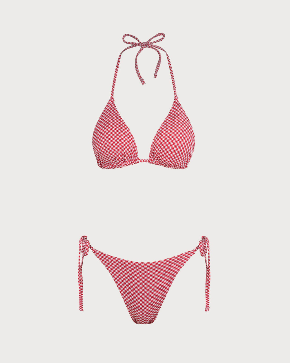 Red Plaid Triangle Bikini Set