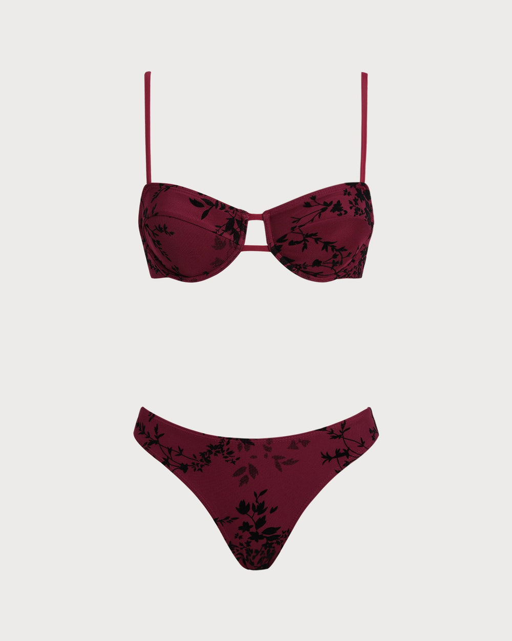 Red Floral Underwire Bikini Set