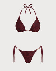 Red Halter Textured Bikini Set