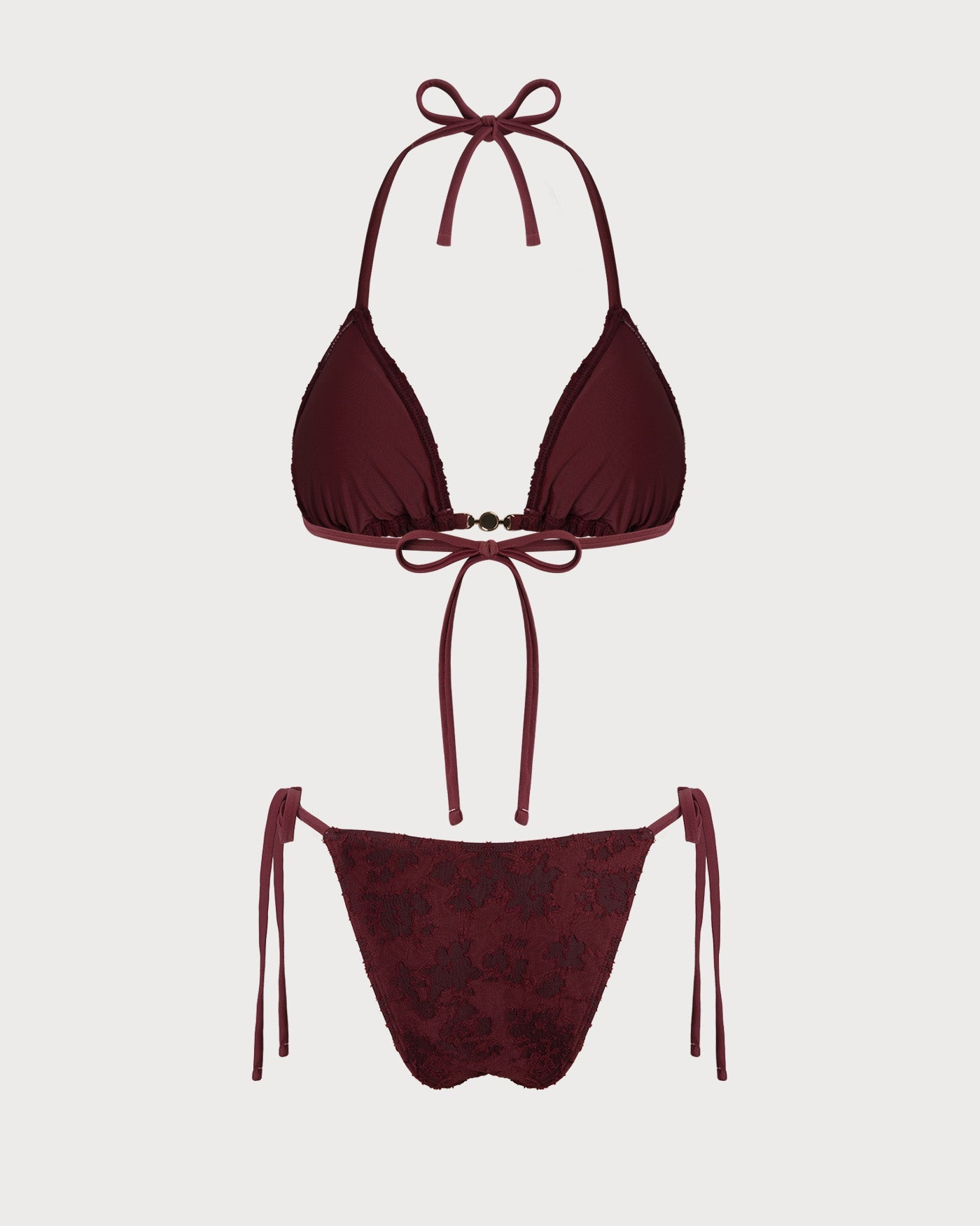 Red Halter Textured Bikini Set