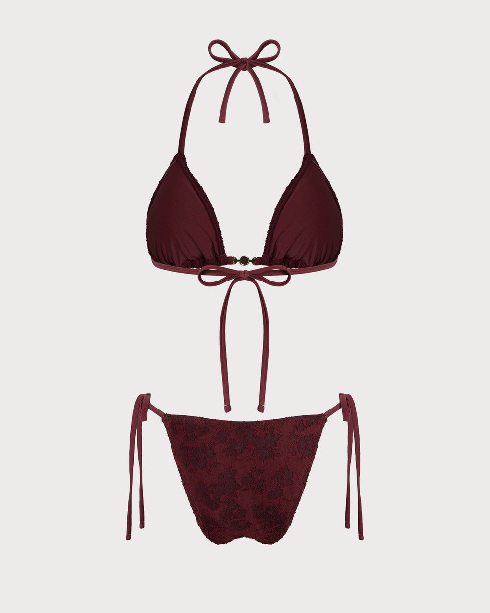 Red Halter Textured Bikini Set