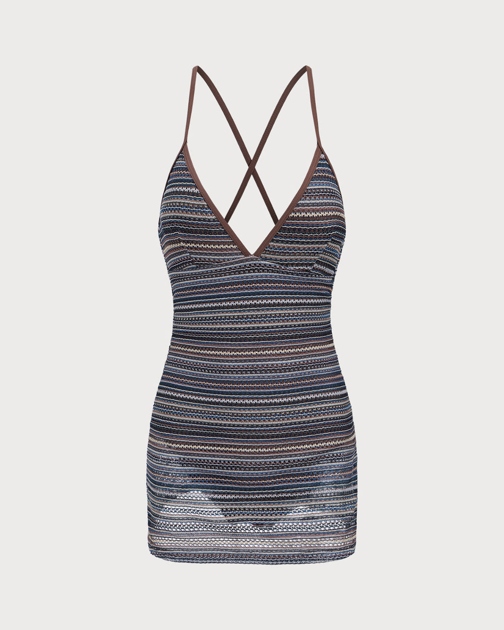 Striped Backless One Piece Swimwear