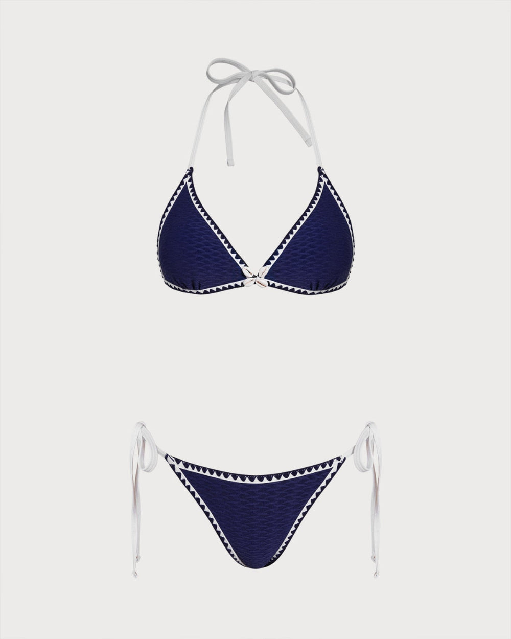 Blue Drawstring Triangle Bikini Set