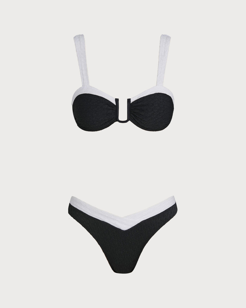 Black Contrast U Neck Triangle Bikini Set