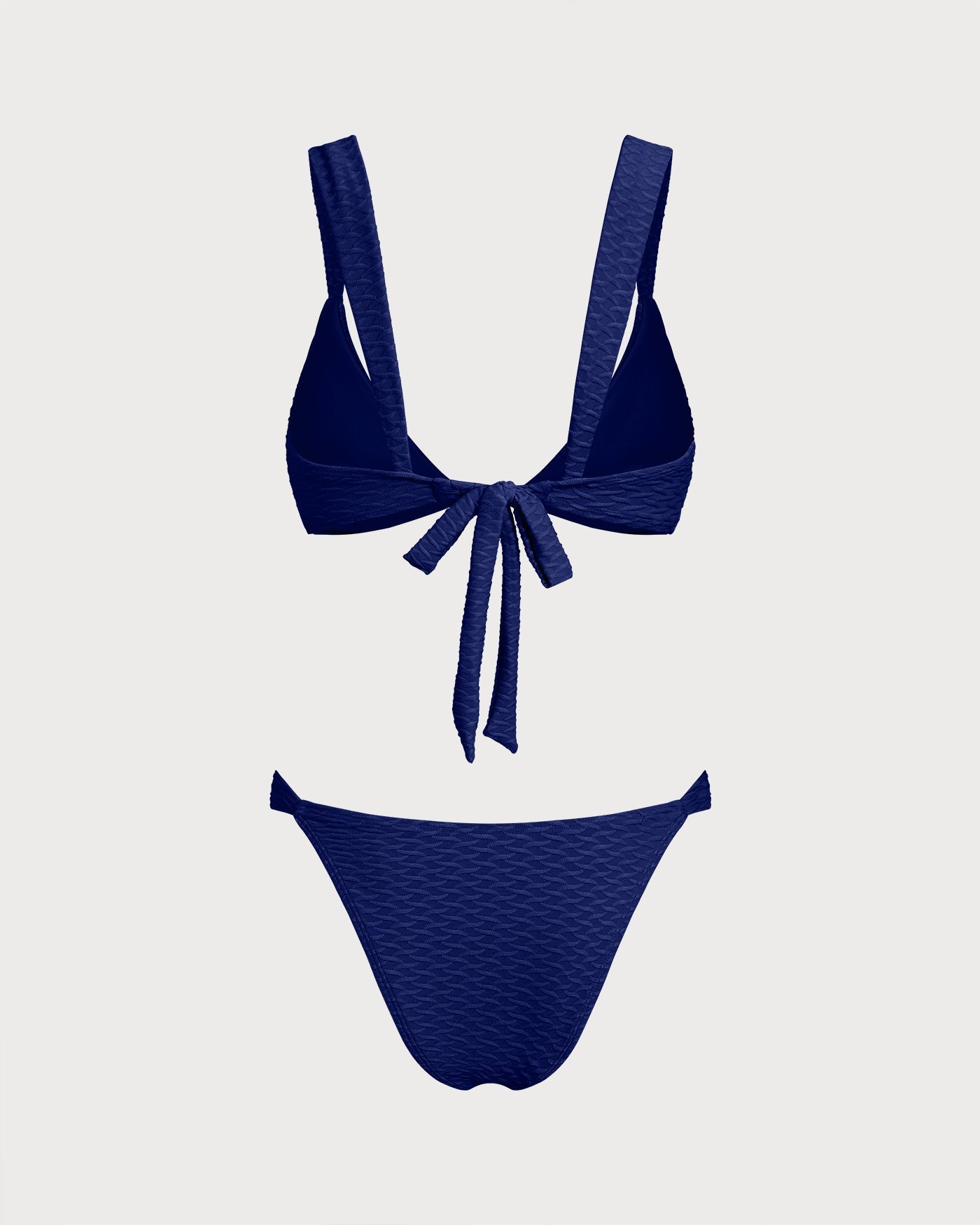 Blue Textured Triangle Bikini Set