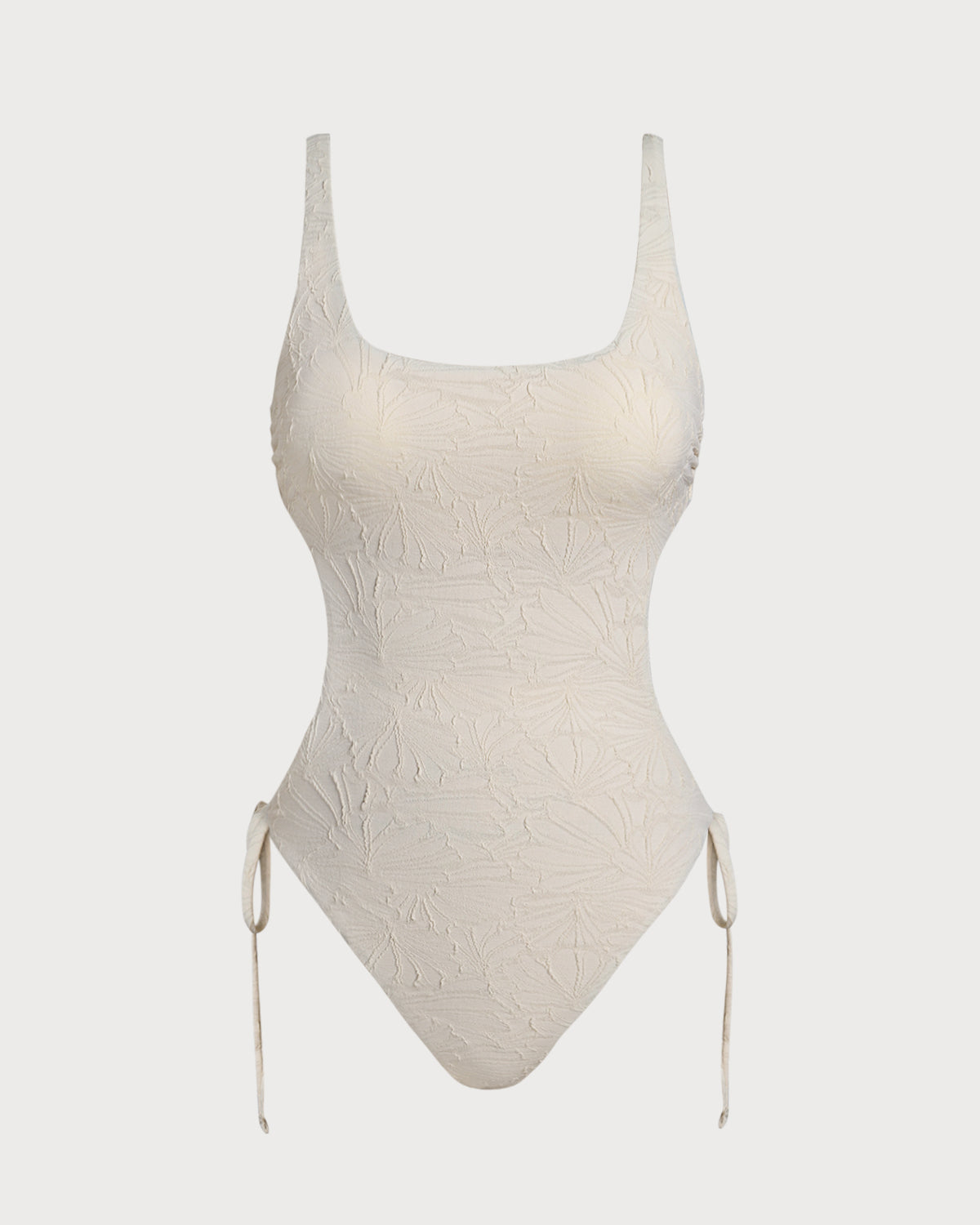 White Textured Bralette One Piece Swimwear
