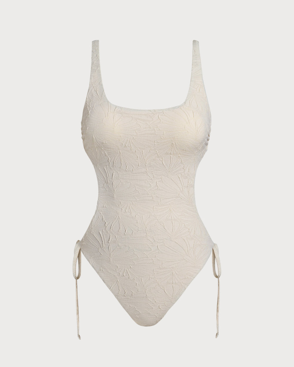 White Textured Bralette One Piece Swimwear
