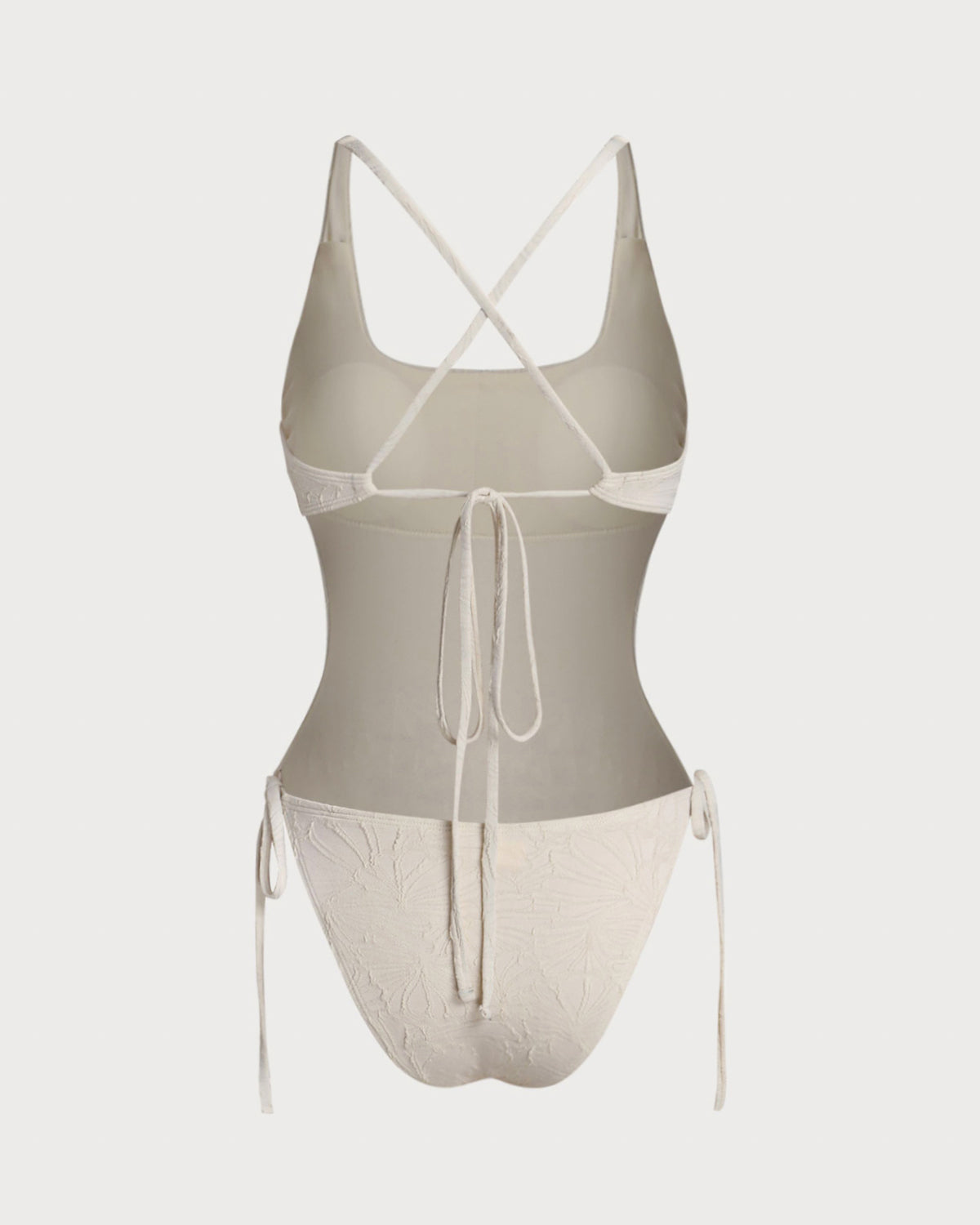 White Textured Bralette One Piece Swimwear