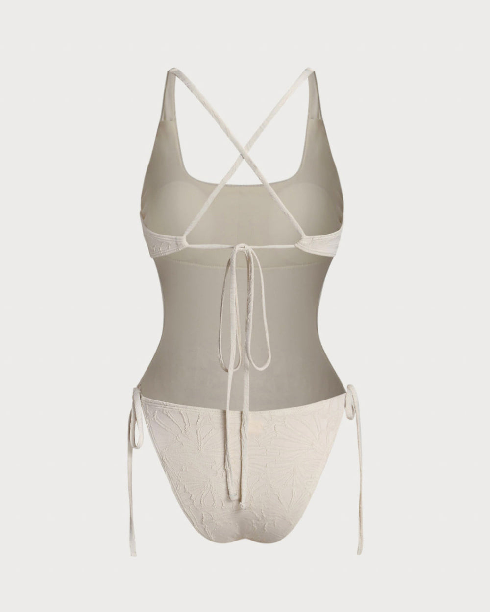 White Textured Bralette One Piece Swimwear