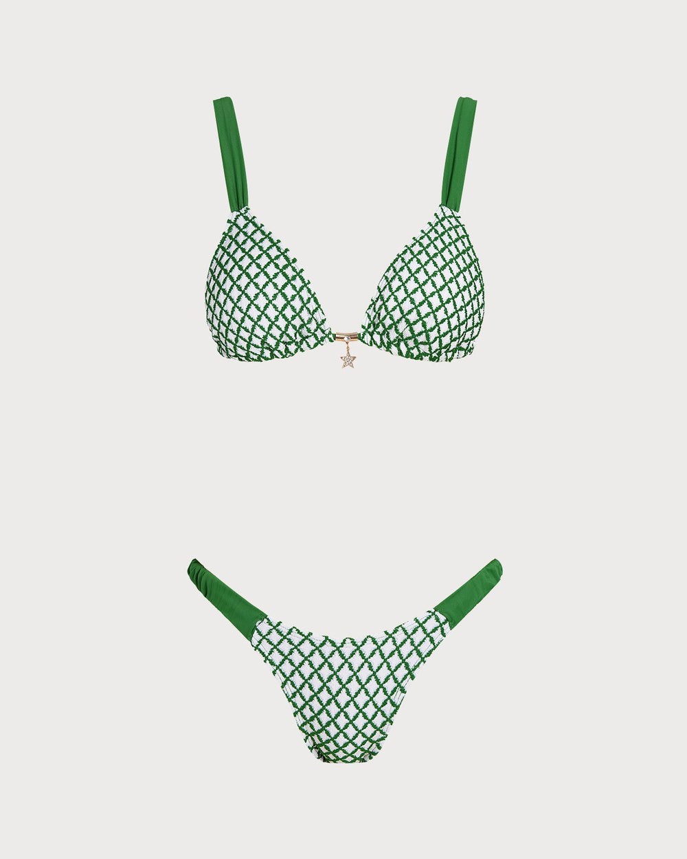 Green Plaid Triangle Bikini Set
