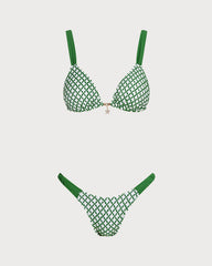 Green Plaid Triangle Bikini Set