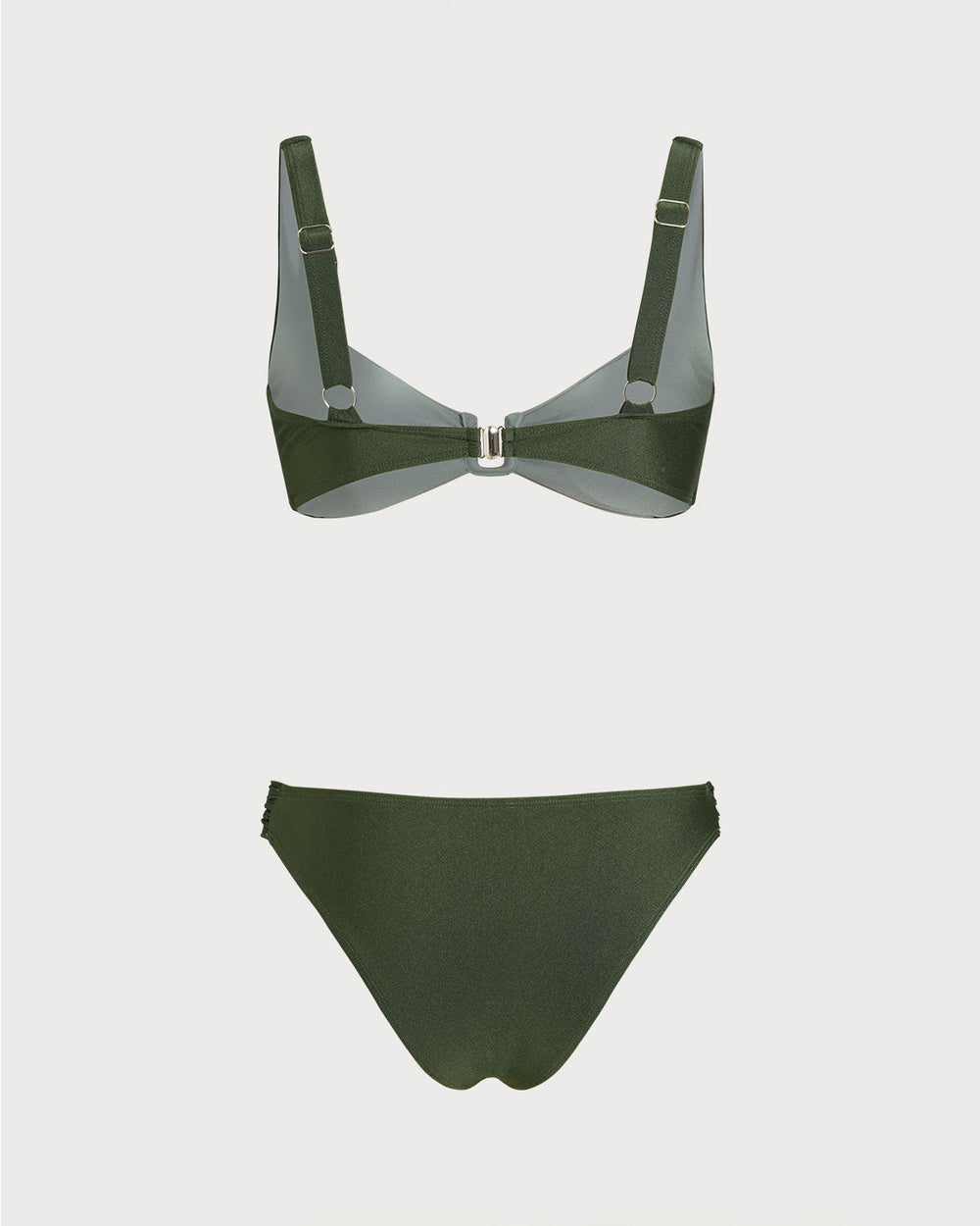 Green  Contrasting Bralette Bikini Sets