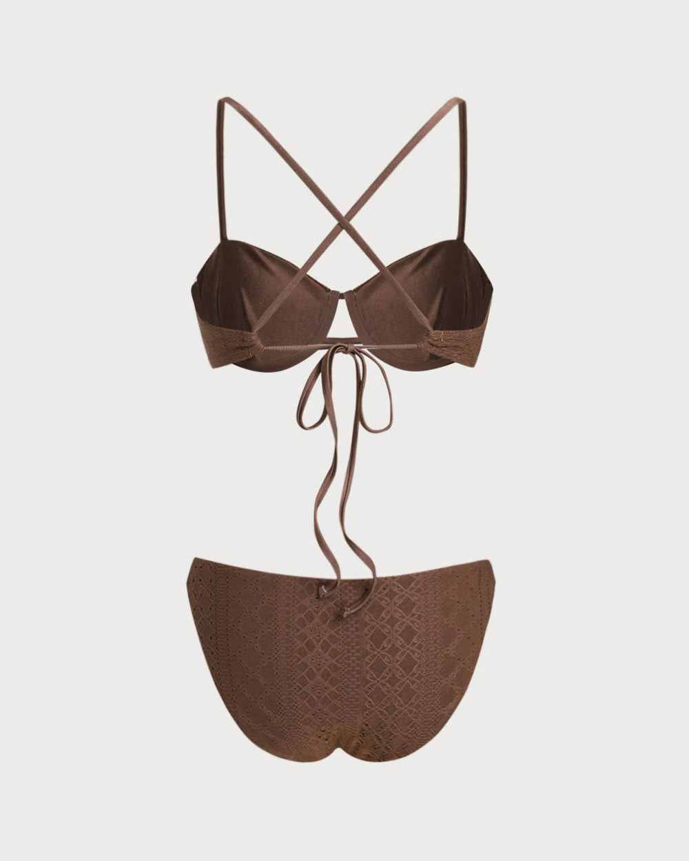 Brown Textured Underwire Bikini Set