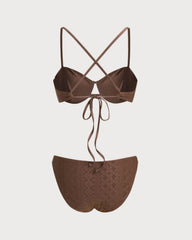 Brown Textured Underwire Bikini Set