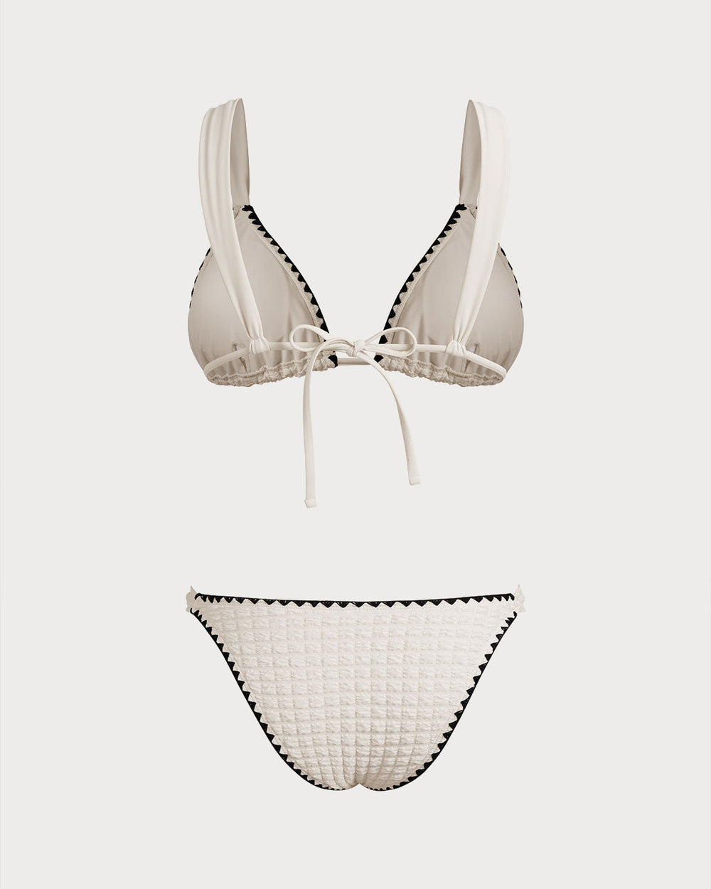 White Contrasting Triangle Bikini Set