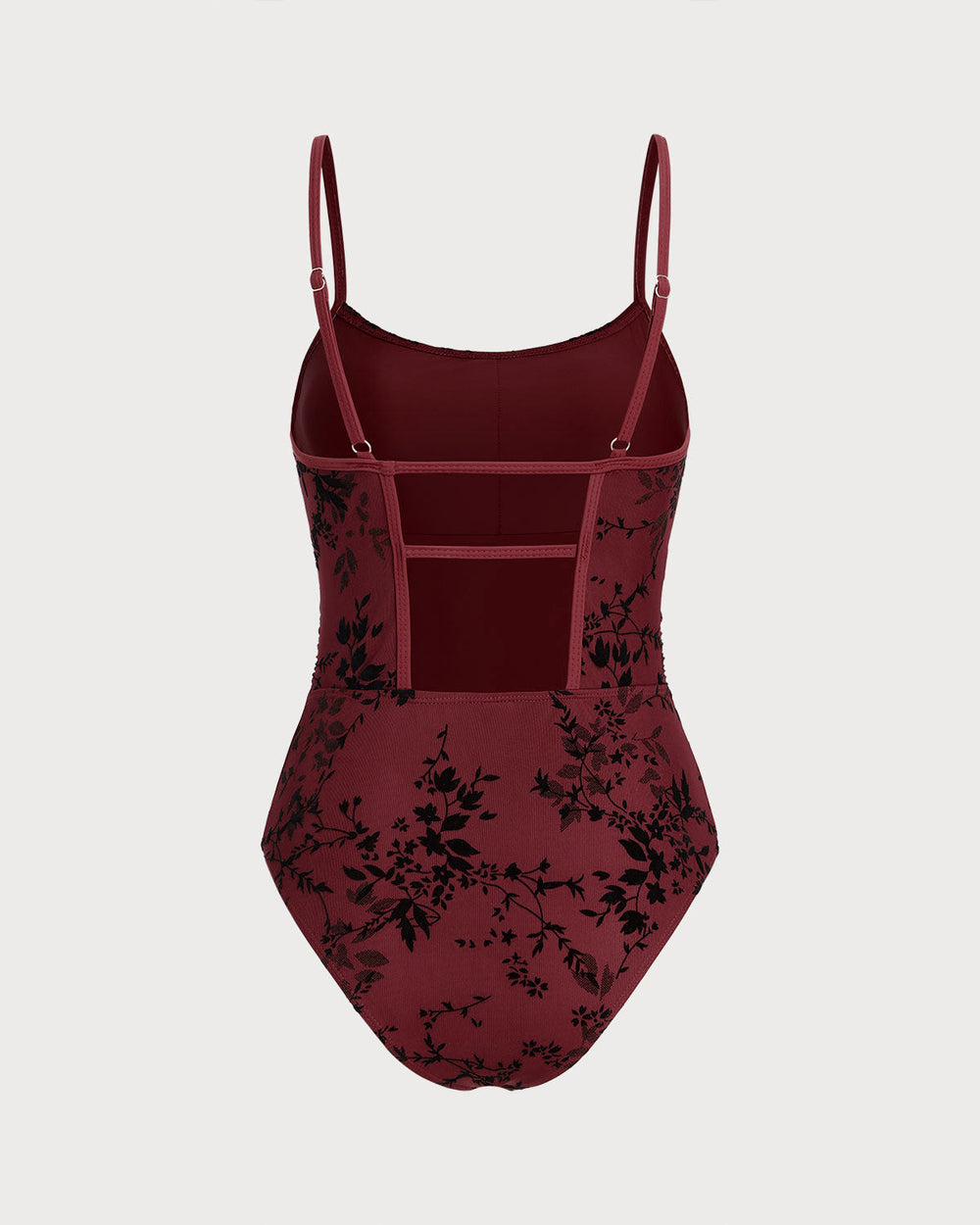 Red Floral One Piece Swimwear