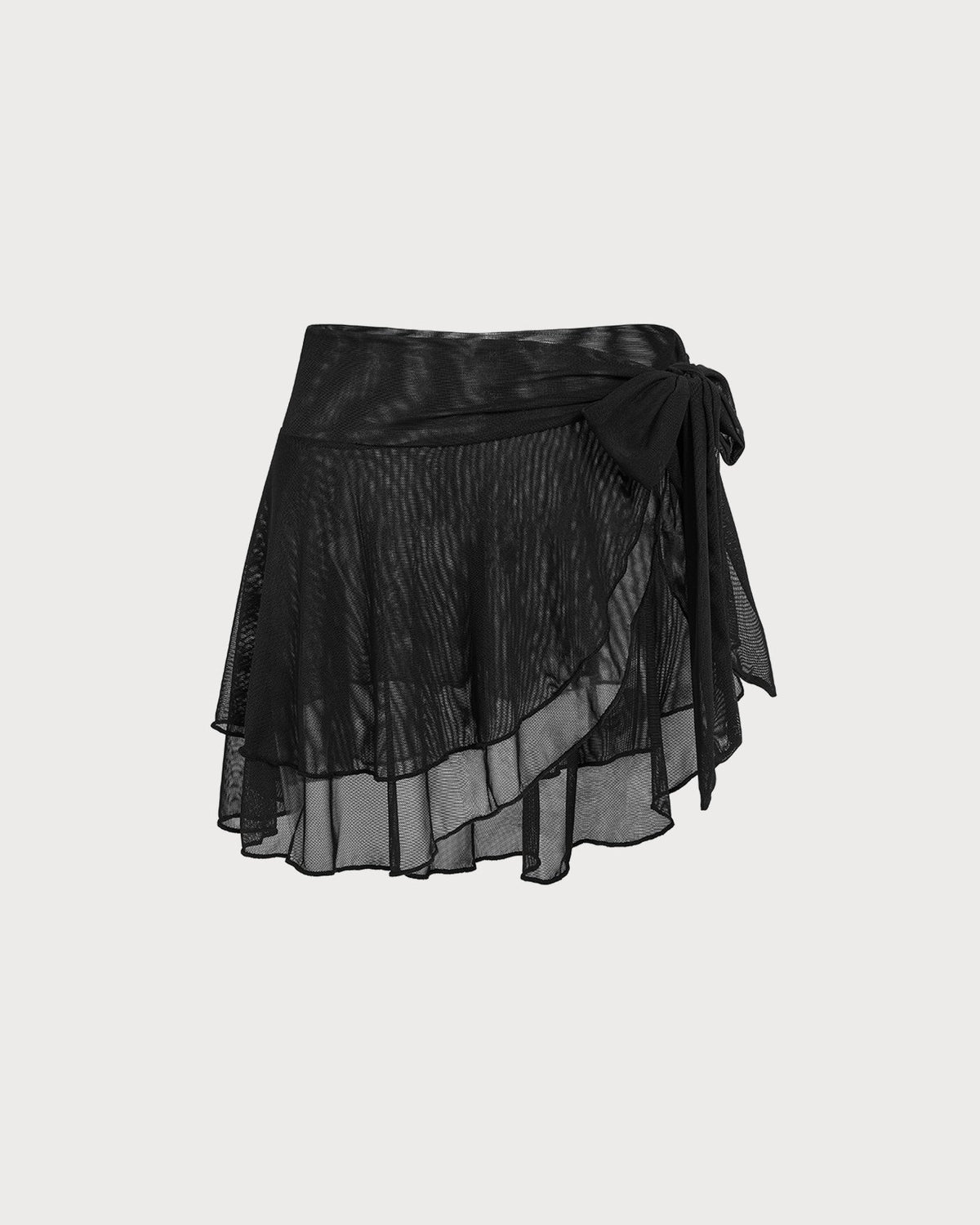 Black Ruffled Mesh Cover-up