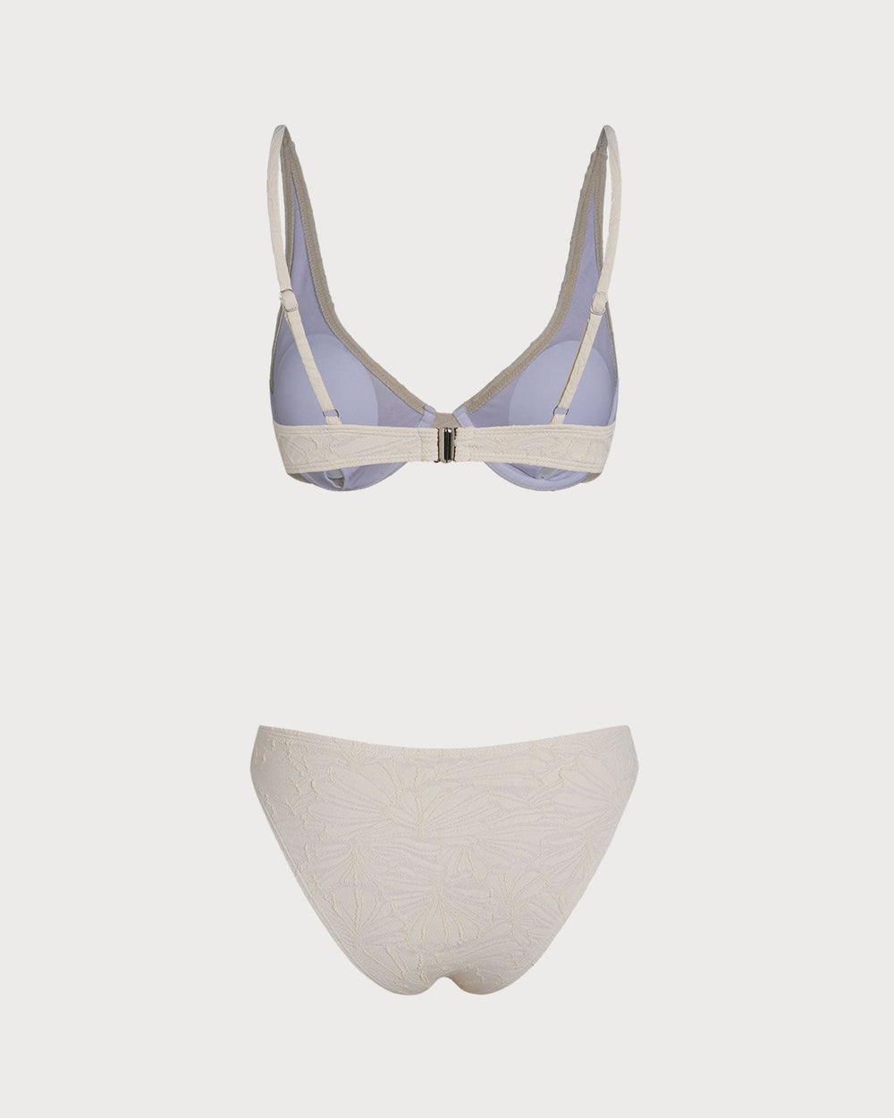 Beige Jacquard Underwire Bikini Set