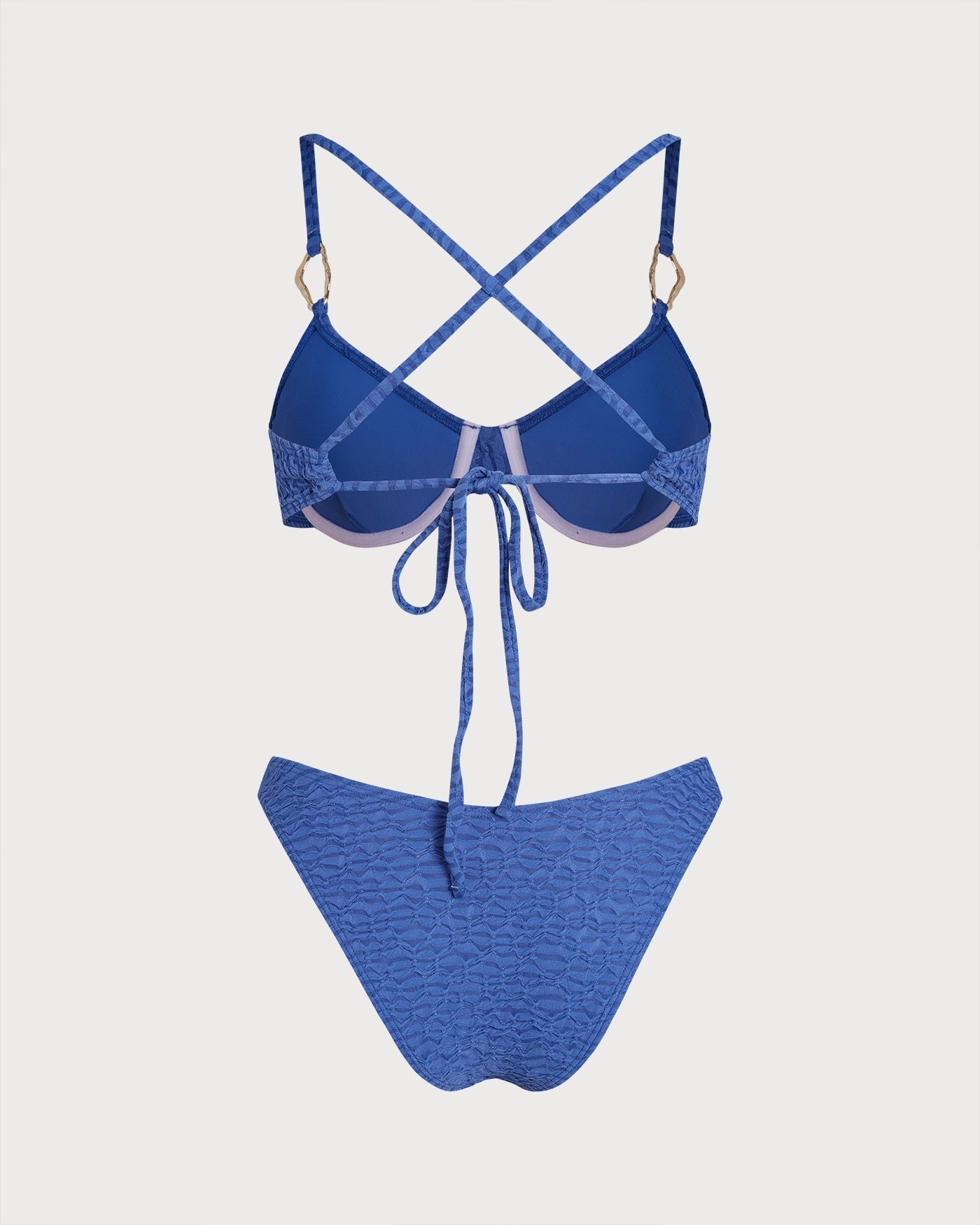 Blue O-Ring Textured Bikini Set
