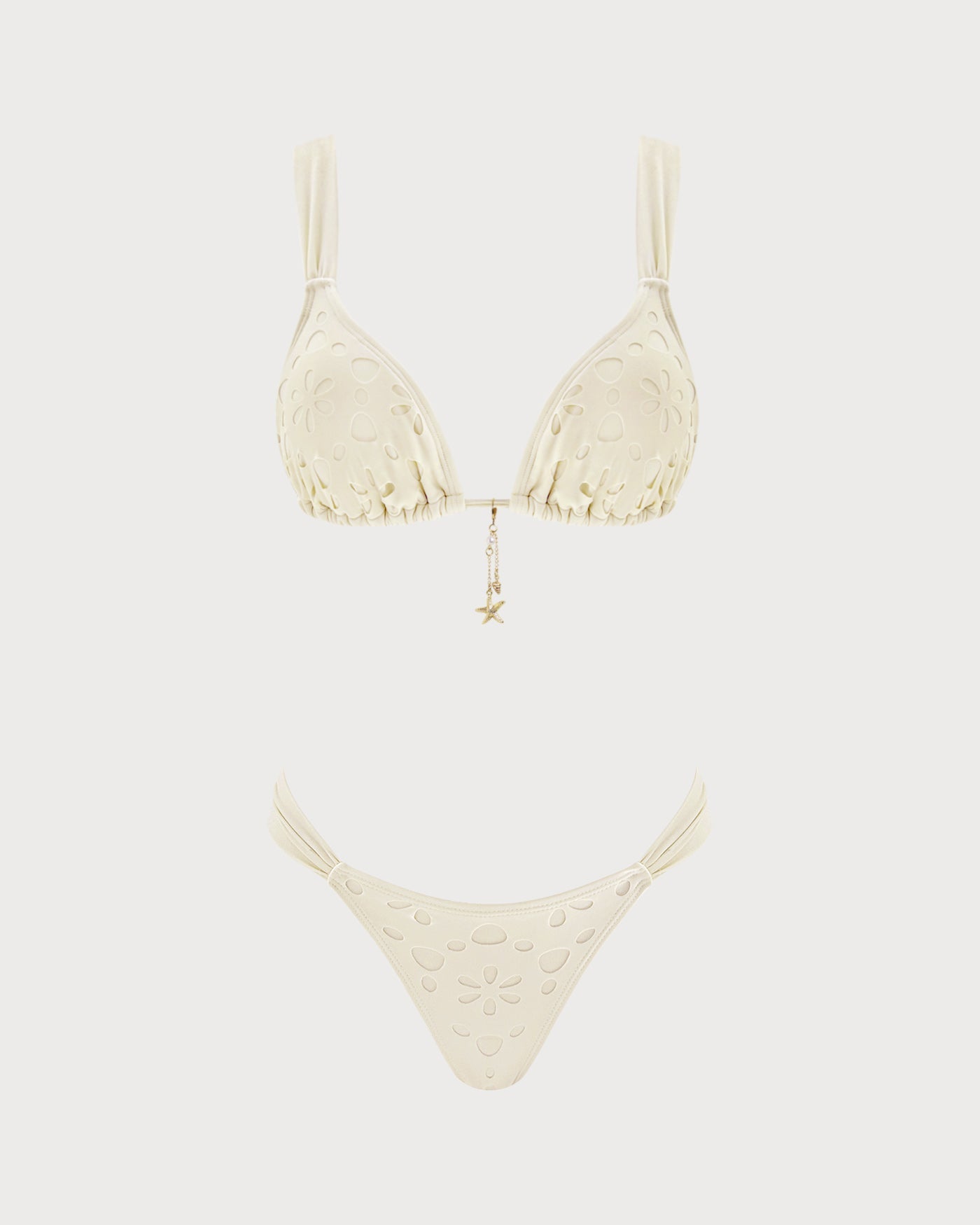 White Drawstring Triangle Bikini Set