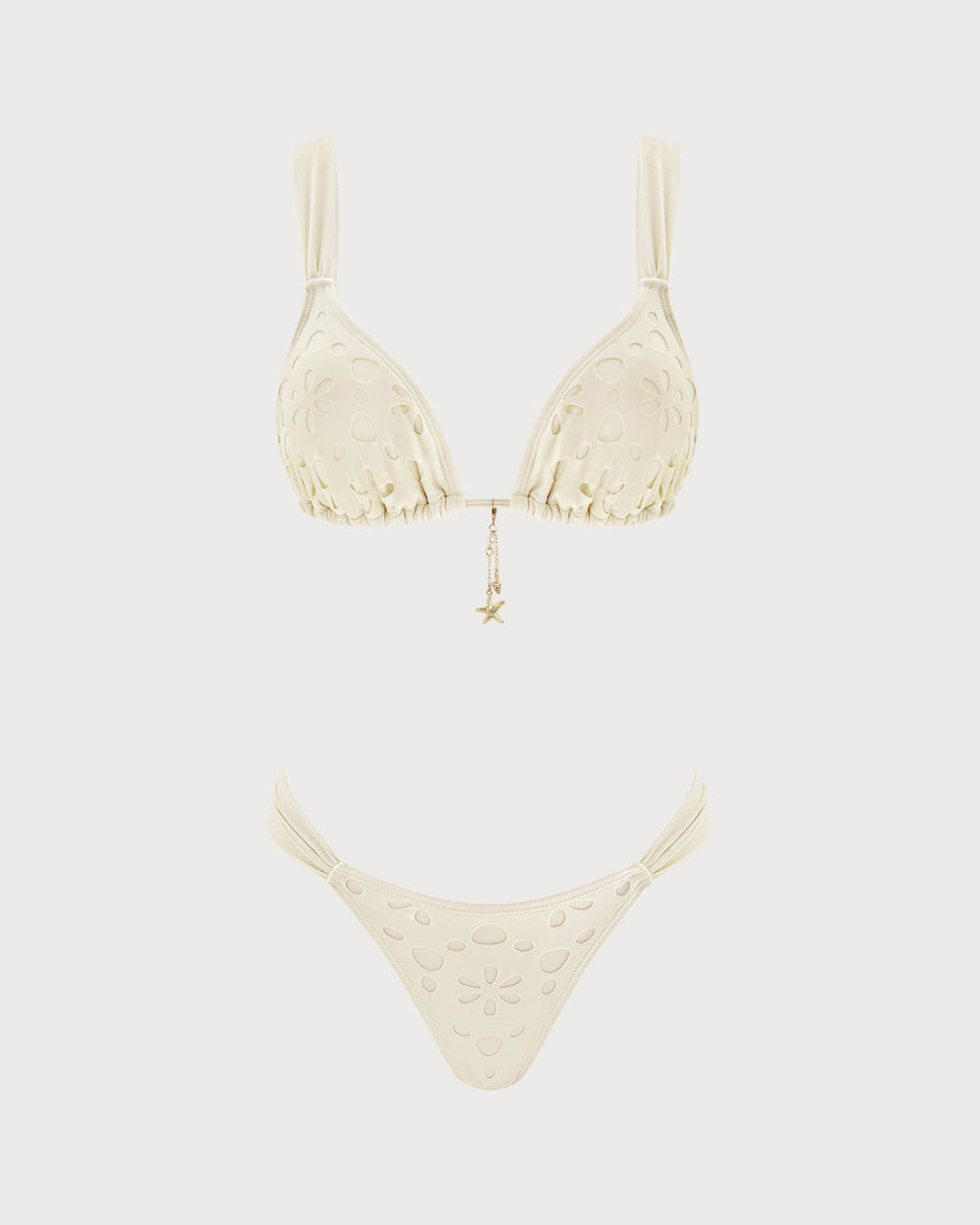 White Drawstring Triangle Bikini Set