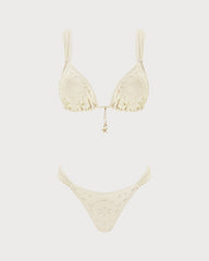 White Drawstring Triangle Bikini Set