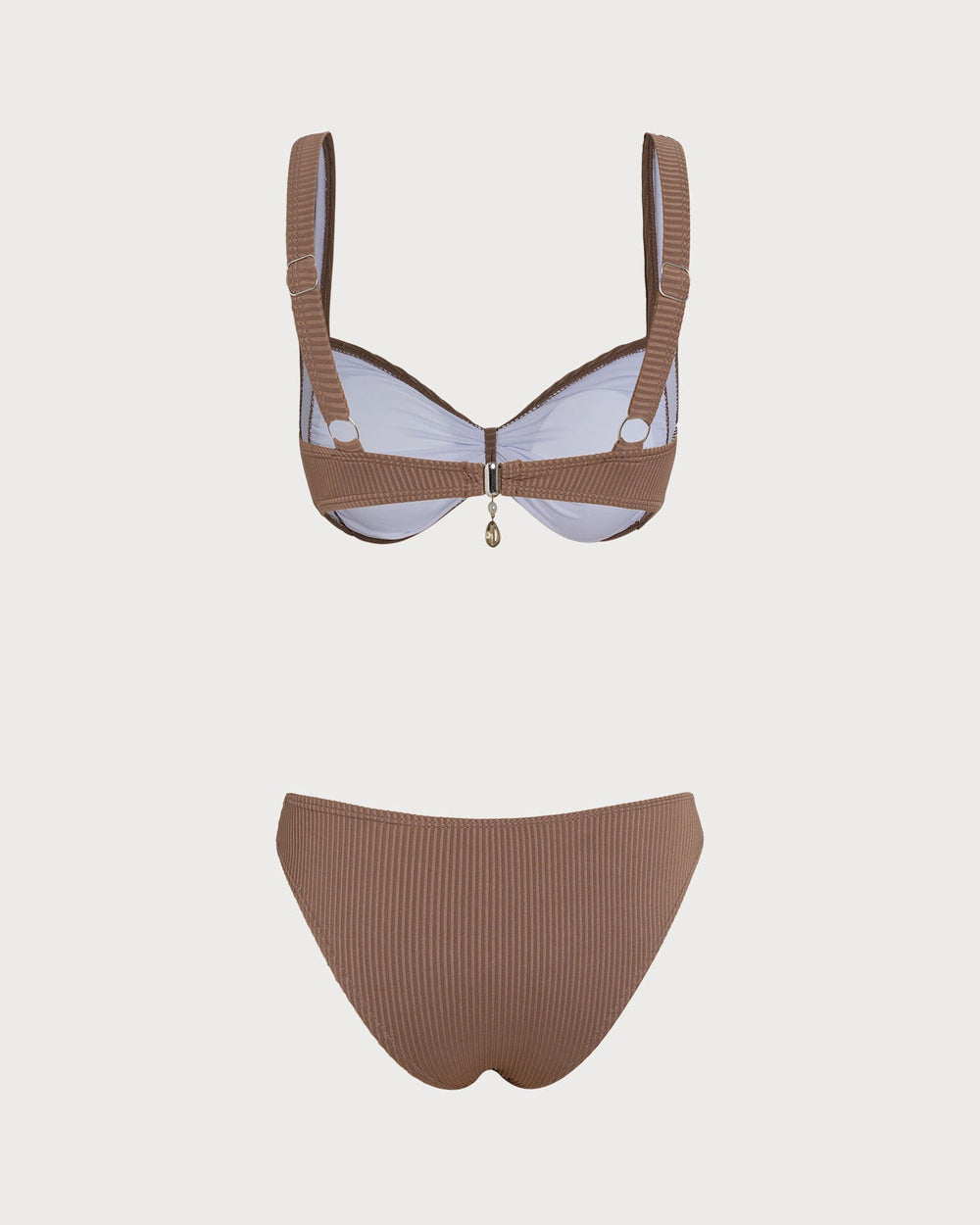 Brown Striped Triangle Bikini Set