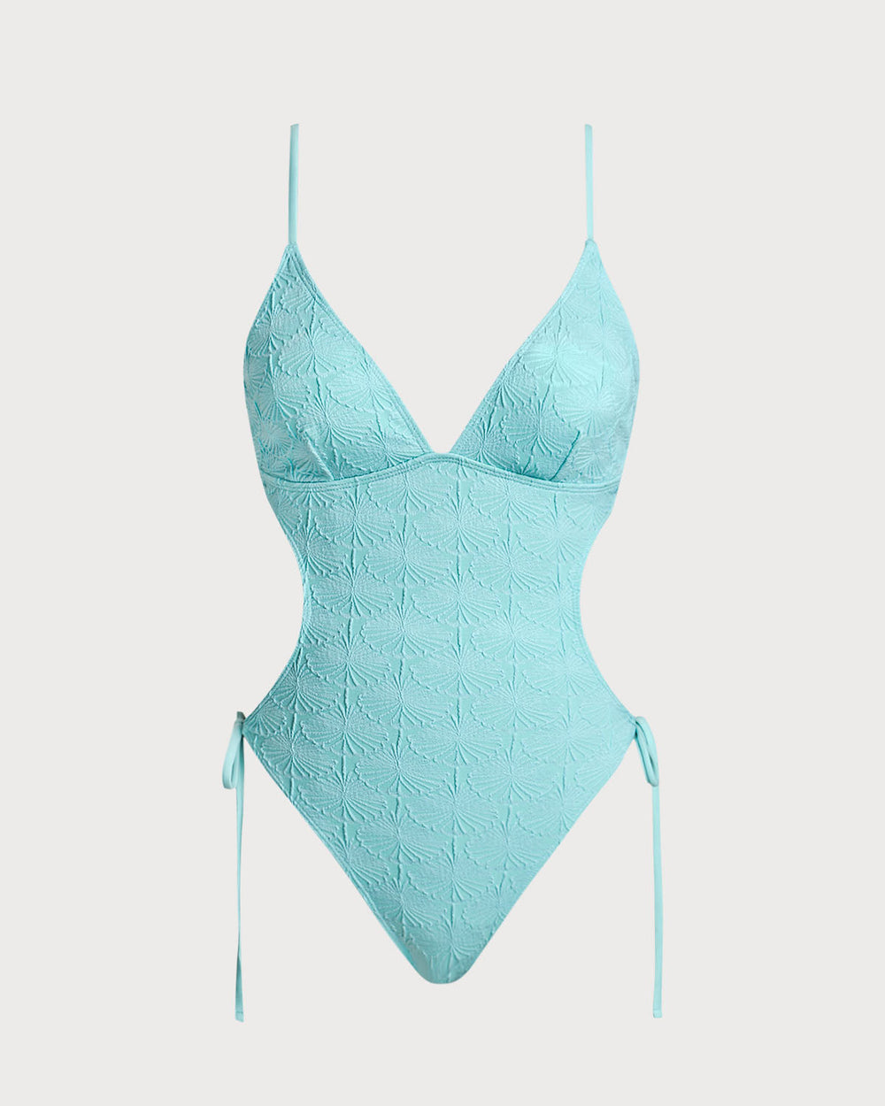 Blue Textured Bralette One Piece Swimwear