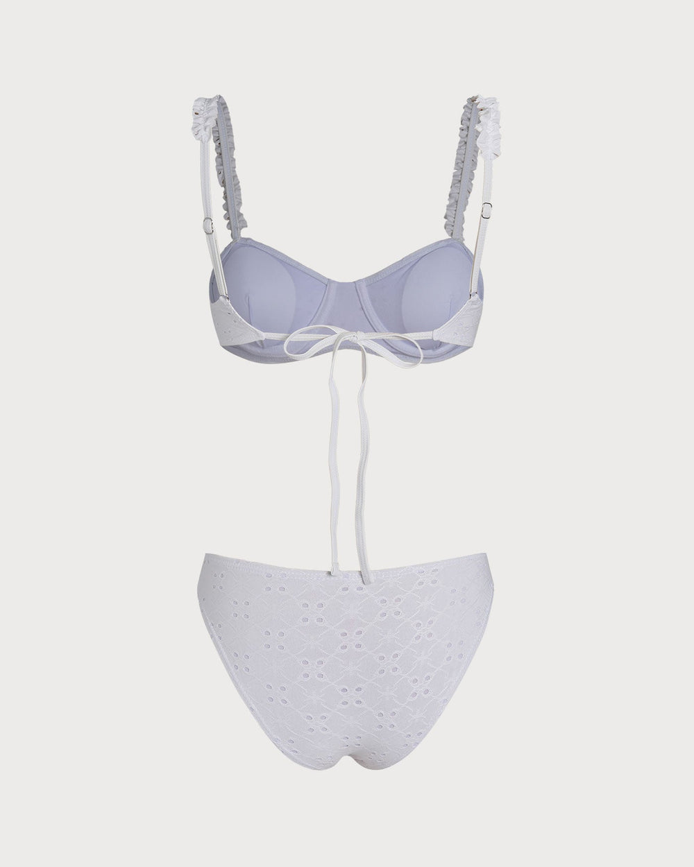 White Jacquard Underwire Drawstring Bikini Set