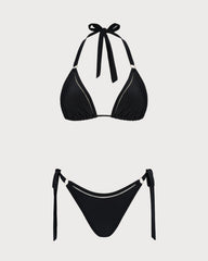 Black Halter O-Ring Triangle Bikini Set