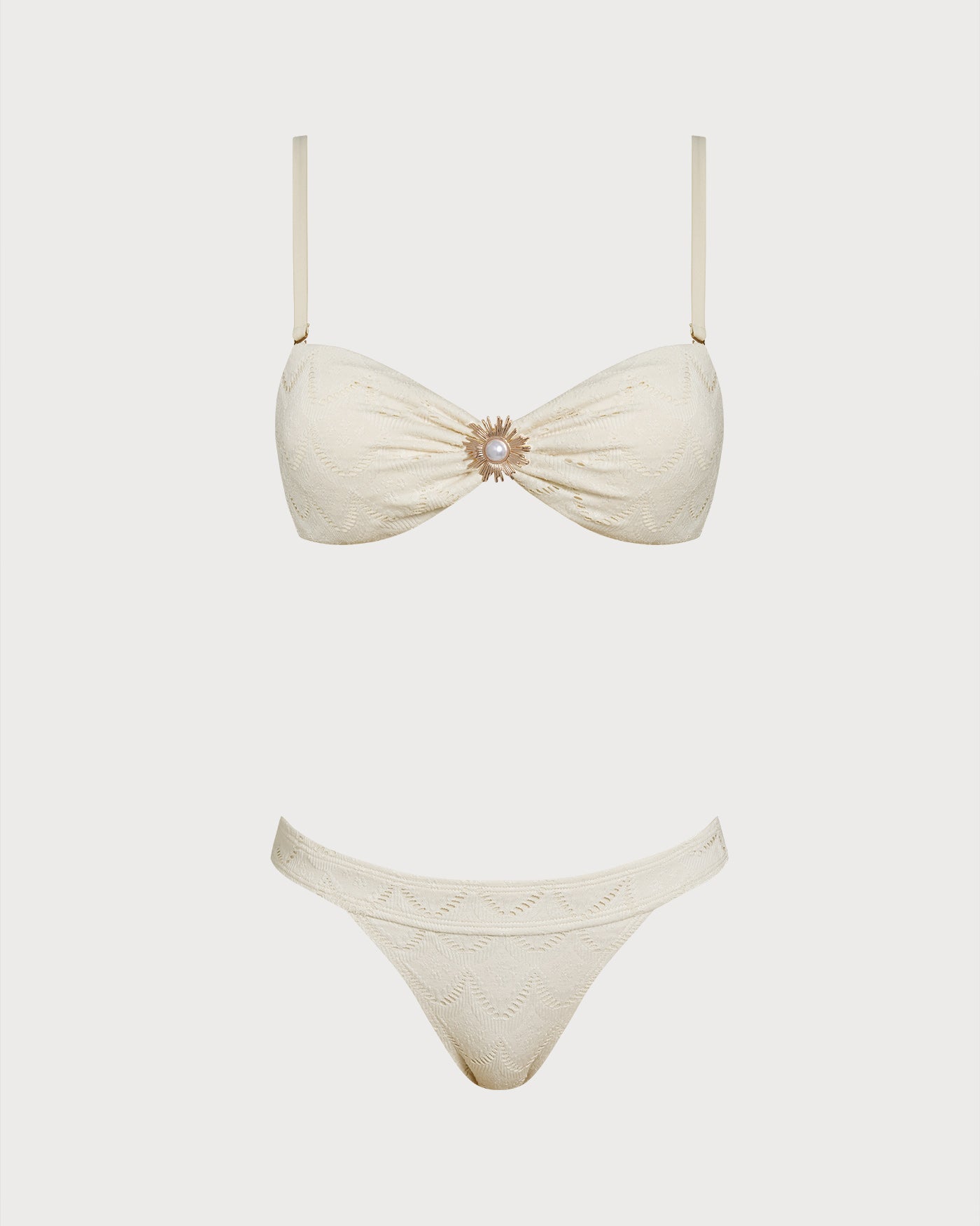 White Drawstring Bandeau Bikini Set