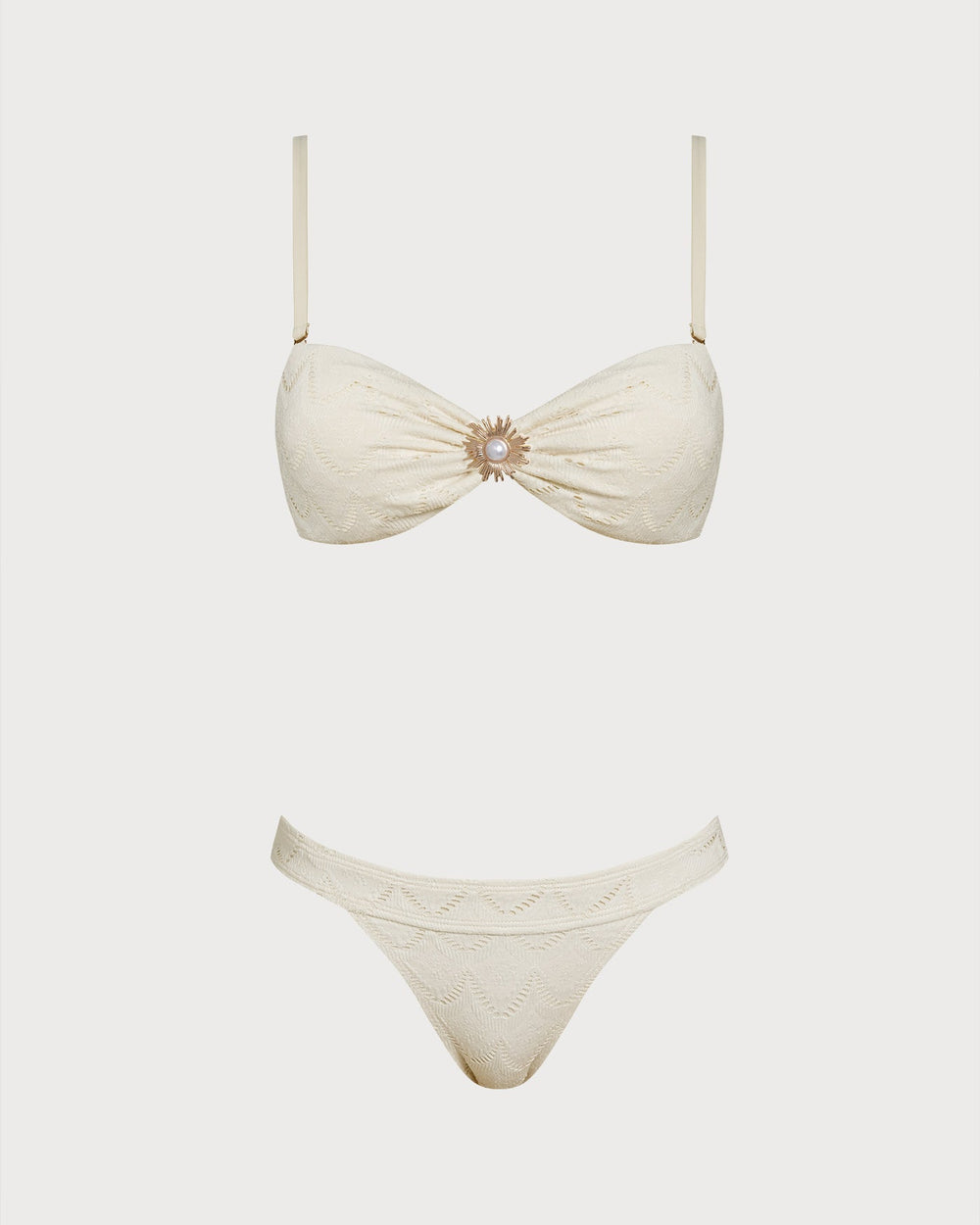 White Drawstring Bandeau Bikini Set