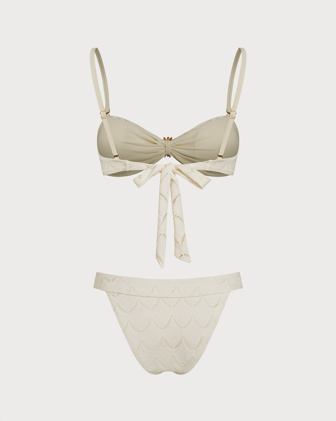 White Drawstring Bandeau Bikini Set