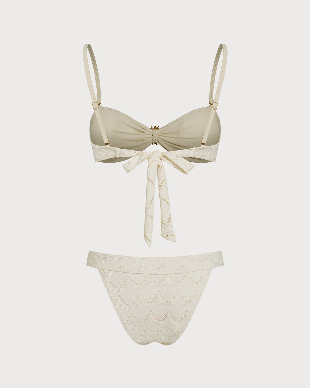 White Drawstring Bandeau Bikini Set