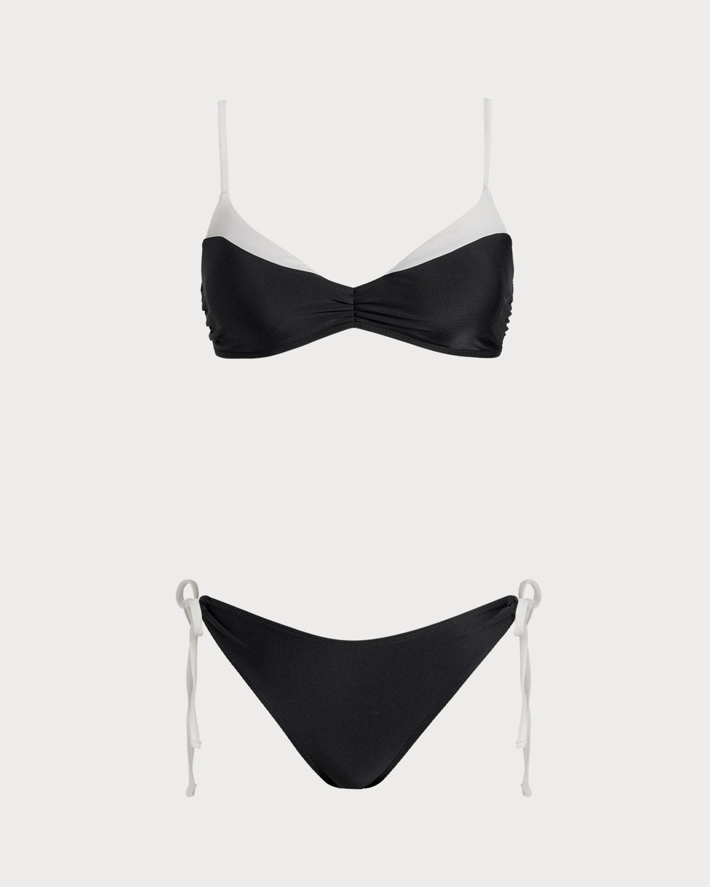 Black Contrasting Bralette Bikini Sets