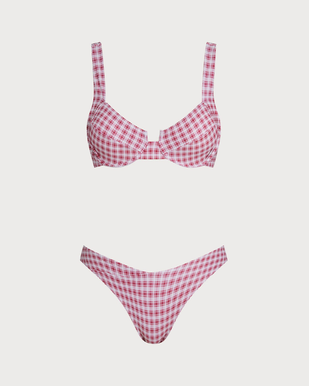 Red Plaid Underwire Bikini Set